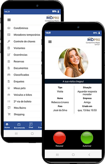 MD PRO App em dois celulares